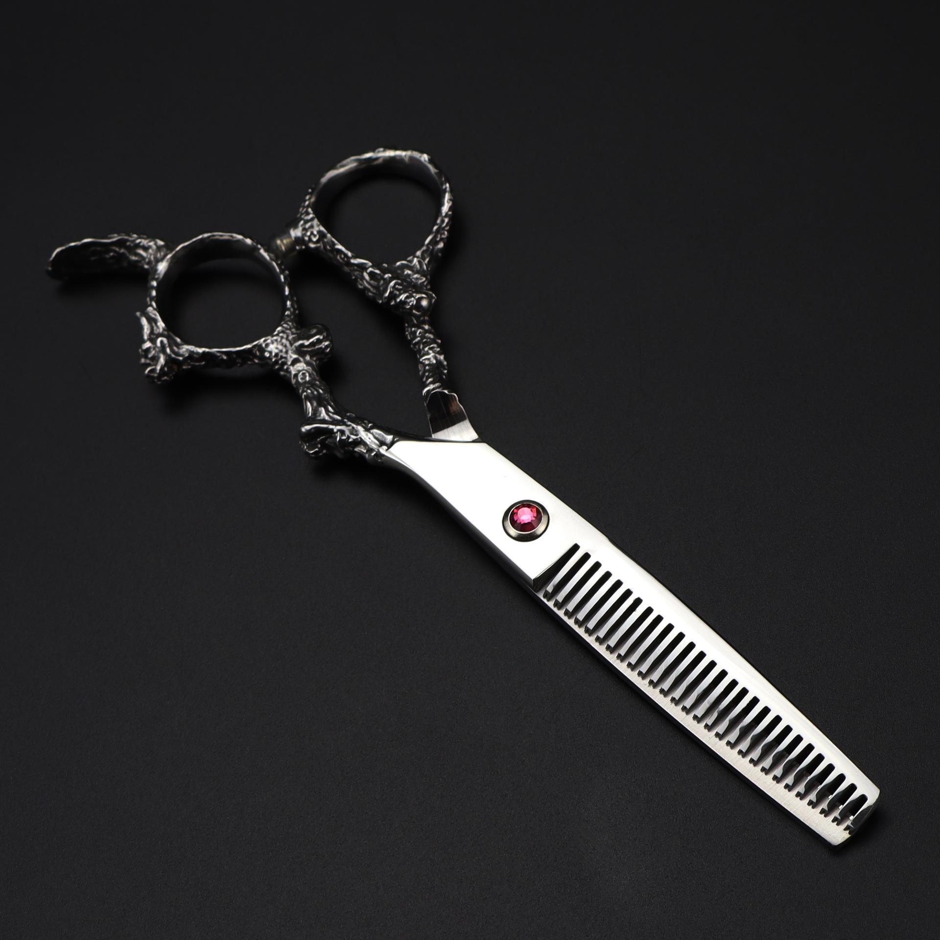 6.0 Color Dragon Handle Hairdressing Scissors, Straight & Thinning Shears, Customizable Logo
