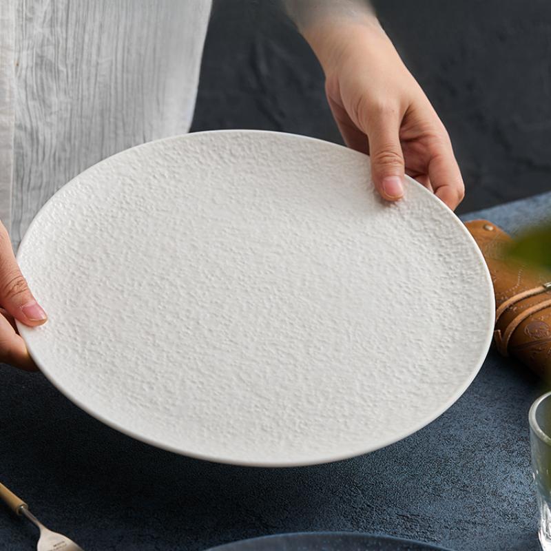 Round Frosted Ceramic Western-Style Steak Plate Home Pasta Dishes High-End El And Restaurant Tableware Salad Dishes