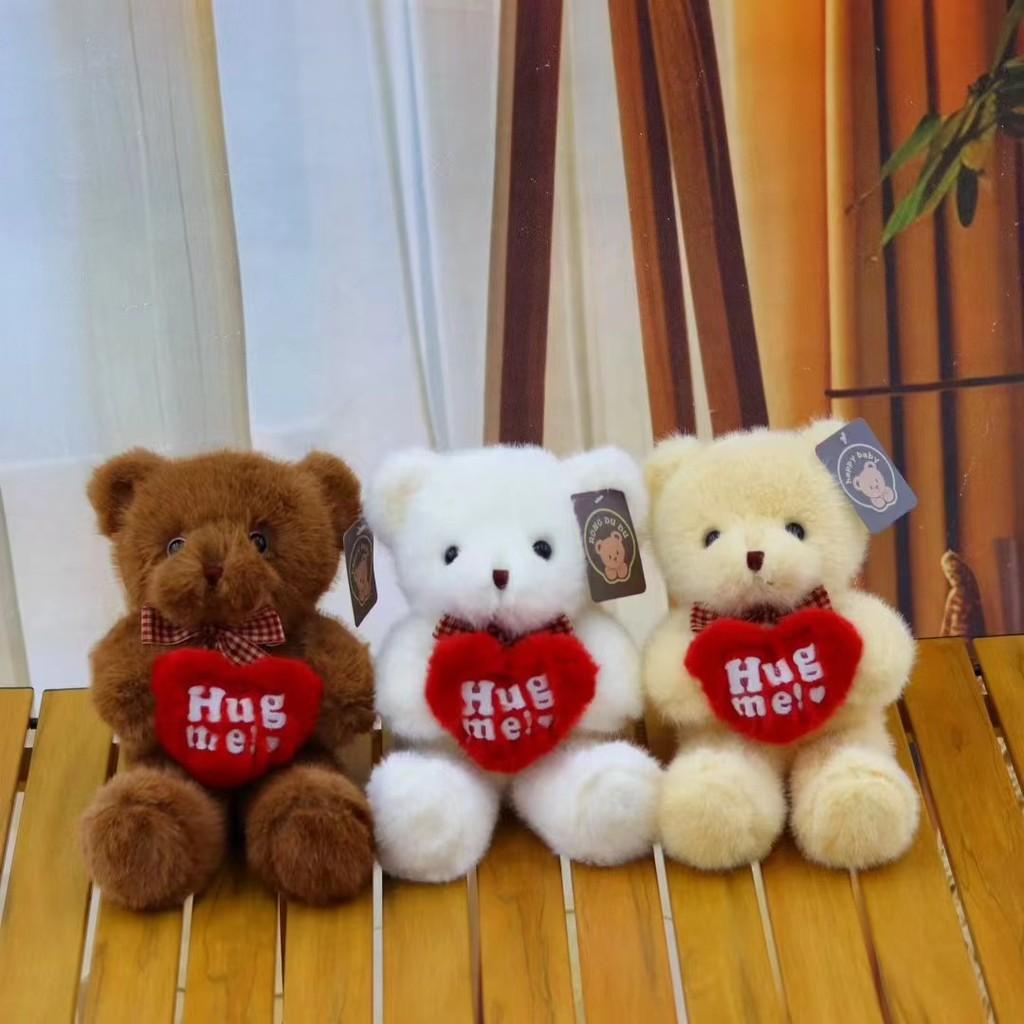 Bear Plush Toy With Love Heart Decoration For Gift Fun And Kids Play