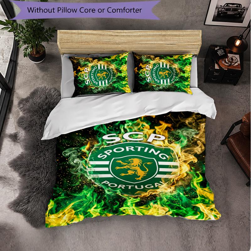 Biancheria da Letto a Tema Sporting CP FC Set 3 Pezzi Copripiumino Biancheria da Letto Decorativa per Camera Adolescenti Decorazione Casa