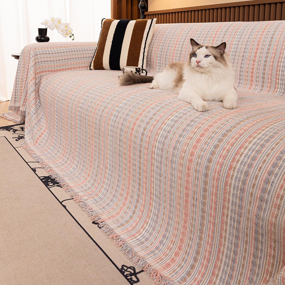 

1pc Bohemian Throw Blanket Striped Geometric Pattern All-Season Multi-Use for Sofa Bed Car Travel, Soft Cozy Decorative Accent 180*130CM