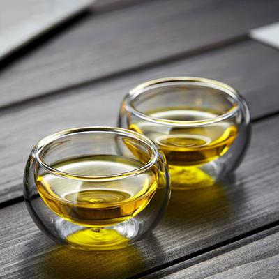 50ml Small Tea Cup Exquisite Double-layer Glass Transparent Cup Kung Fu Heat Resistant Teaware Puer Tea Coffee Cups Drinkware