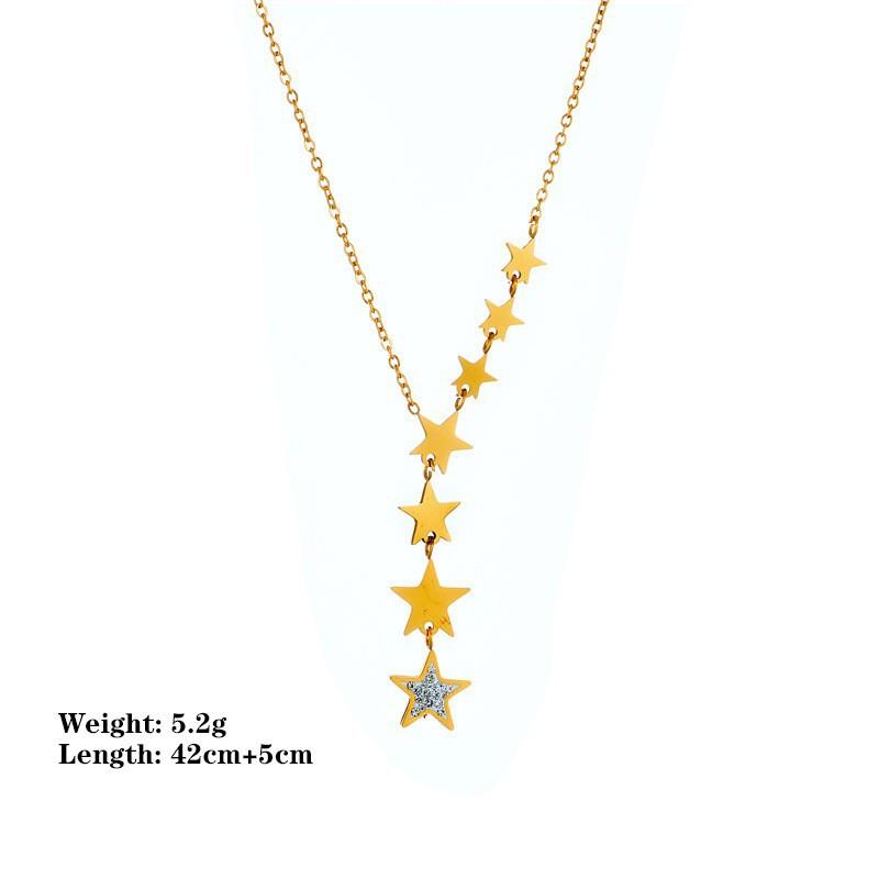 Pentagram Light Luxury Necklace Niche Tassel Pendant Women's Collarbone Chain Fashion Design Jewelry