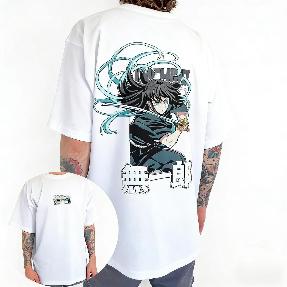 

Demon Slayer Muichiro Tokito Pure Cotton T-shirt 2026 Summer New Anime Printed Loose Casual Children s Short Sleeve Top 150