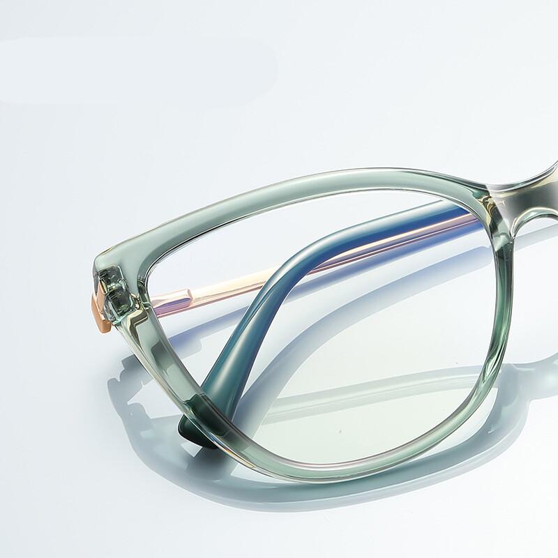 Anti Blue Light Cat Eye Transparent Green Reading Glasses Women Spring Hinge Hyperopia Eyeglasses Fashion Computer Eyewear