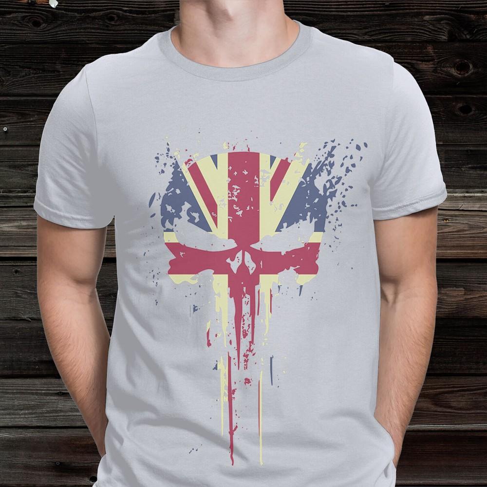 Biker United Kingdom Skull Flag Ride On Motorbike Forever Mens Womens T-shirts#B