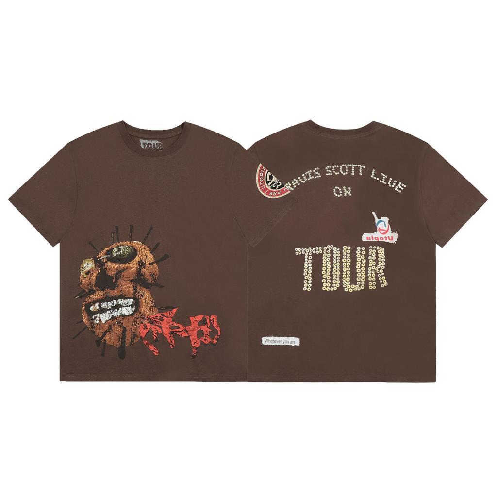 24S grenzüberschreitende Trendmarke Travis Scott Utopia Joint-Album geometrisches Graffiti kurzärmeliges T-Shirt Herren und Damen halblang