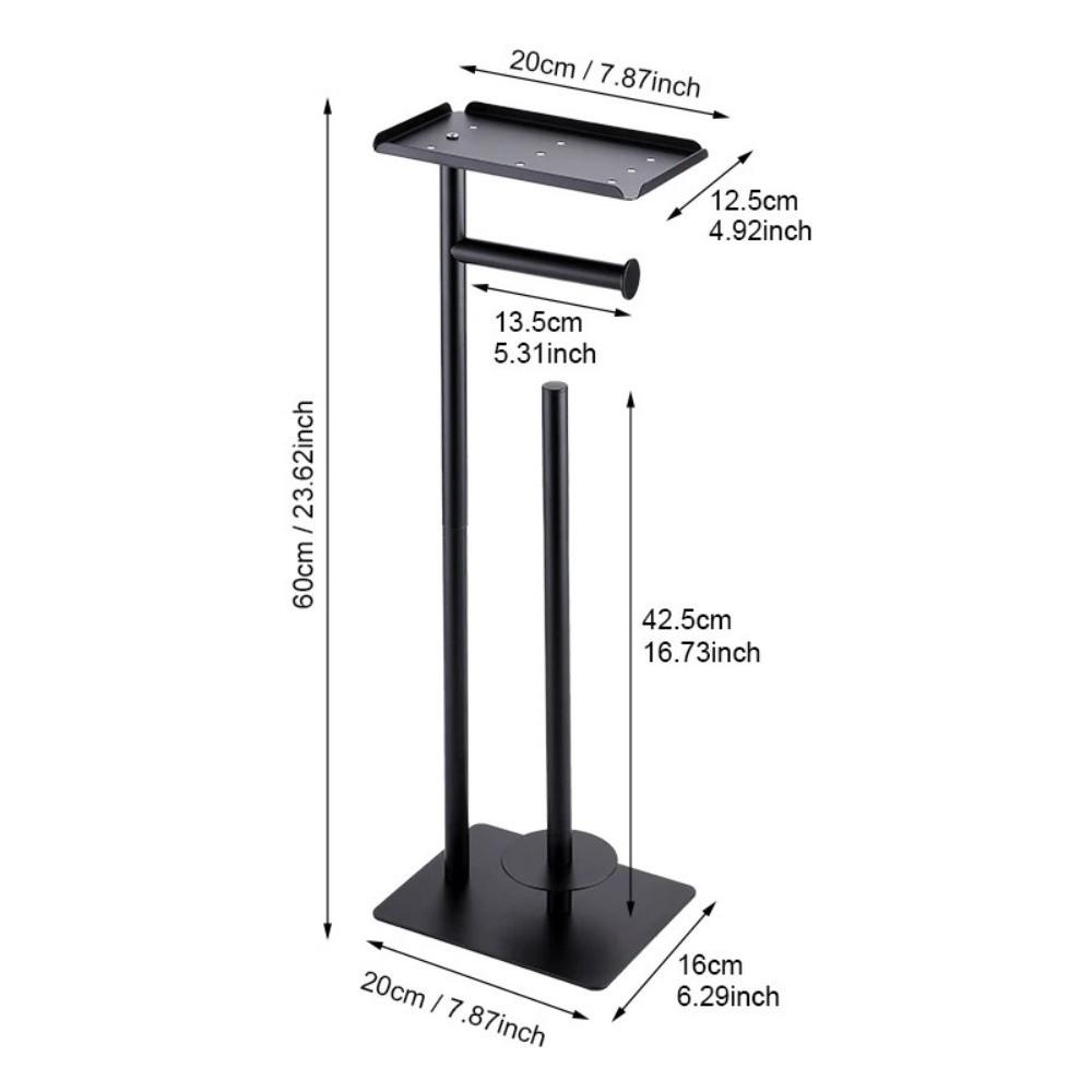 Avec Plateau Porte-rouleau de Papier Toilette sur Pied Support Brosse de Toilette Amovible Rangement Maison