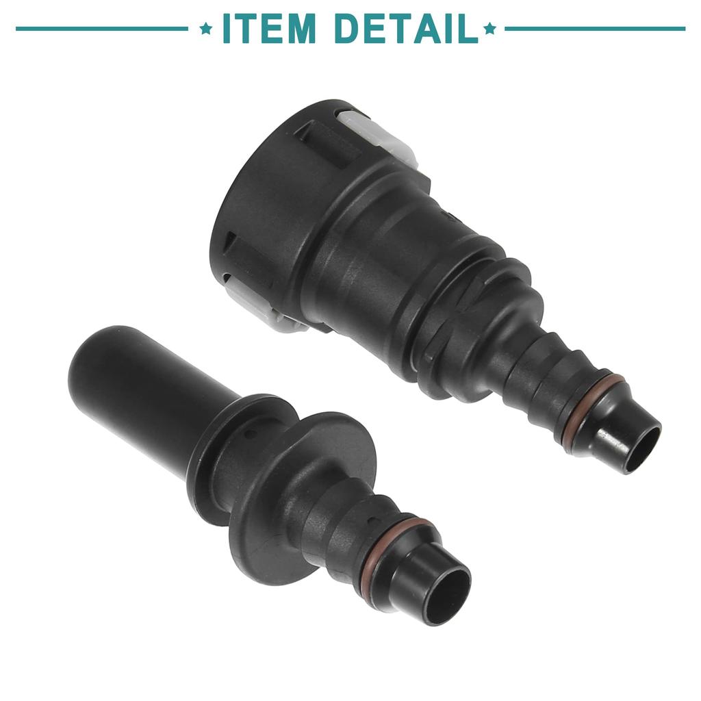 ACROPIX Straight Fuel Line Hose Quick Release Connector Disconnect Hose Universal 11.8mm SAE - 10mm Black 2pcs