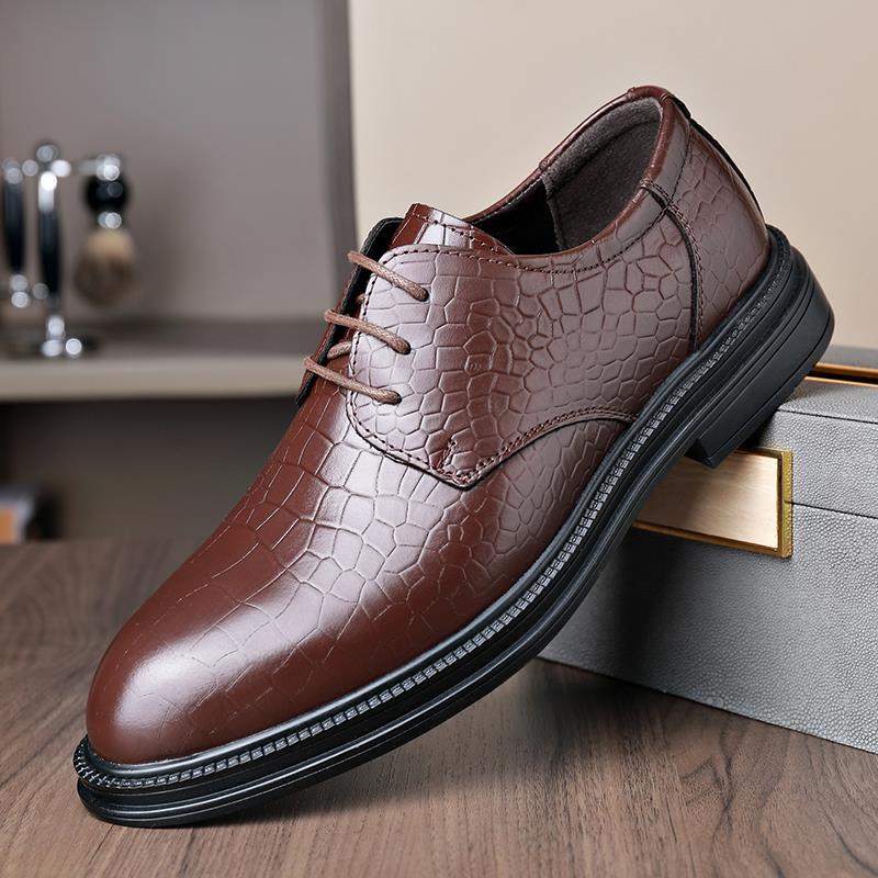 

Leather shoes men s new spring and autumn breathable business casual shoes soft sole non-slip fashion work shoes 44