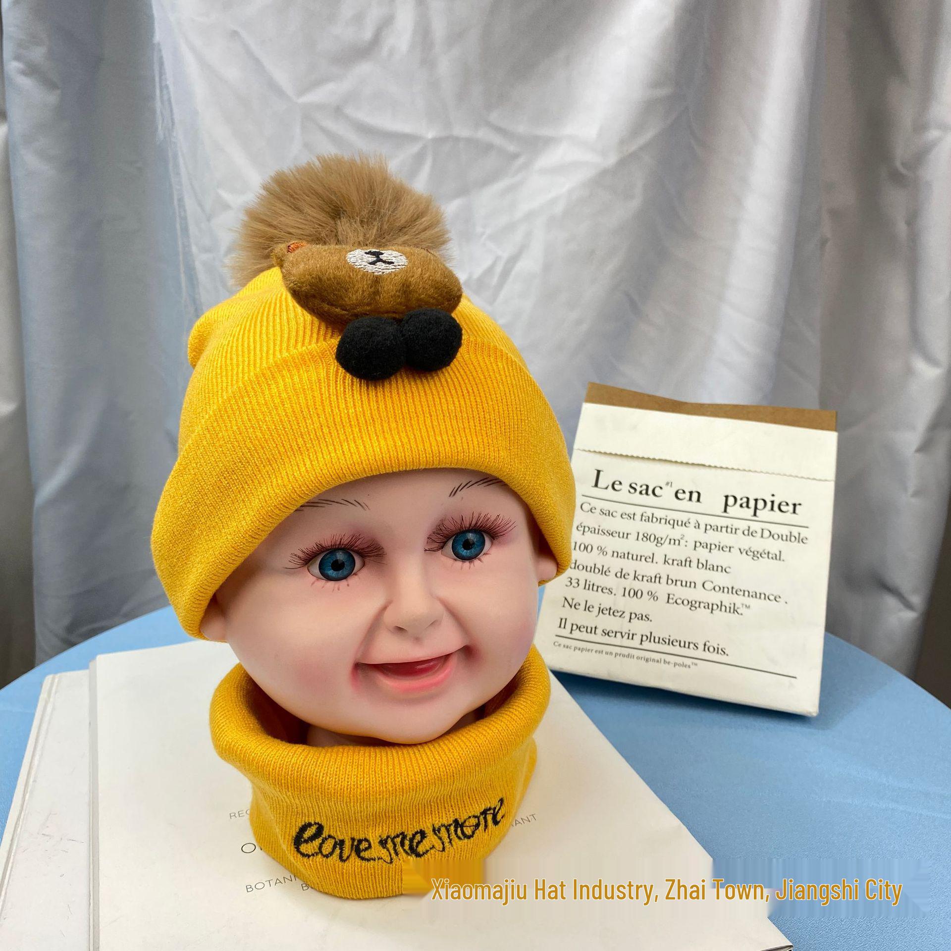 Children s Cozy Knit Bear Beanie & Scarf Set for Autumn/Winter