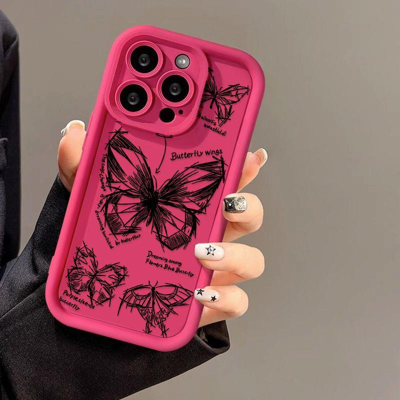 Artistic Hand Painted Butterfly for iPhone17PorMax Phone Case 14 Apple 13 Frosted 12/15 Premium 11