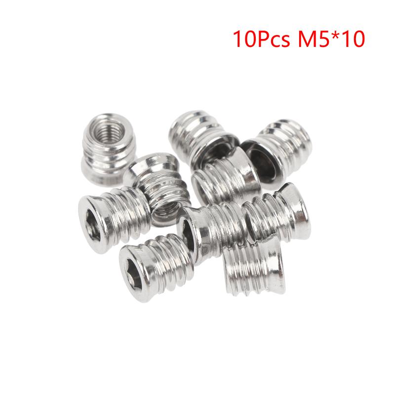 Hex Socket Insert Nuts 10pcs Threaded Embedded Fasteners Heavy Duty Hardware for Woodworking Cabinet Furniture Installation