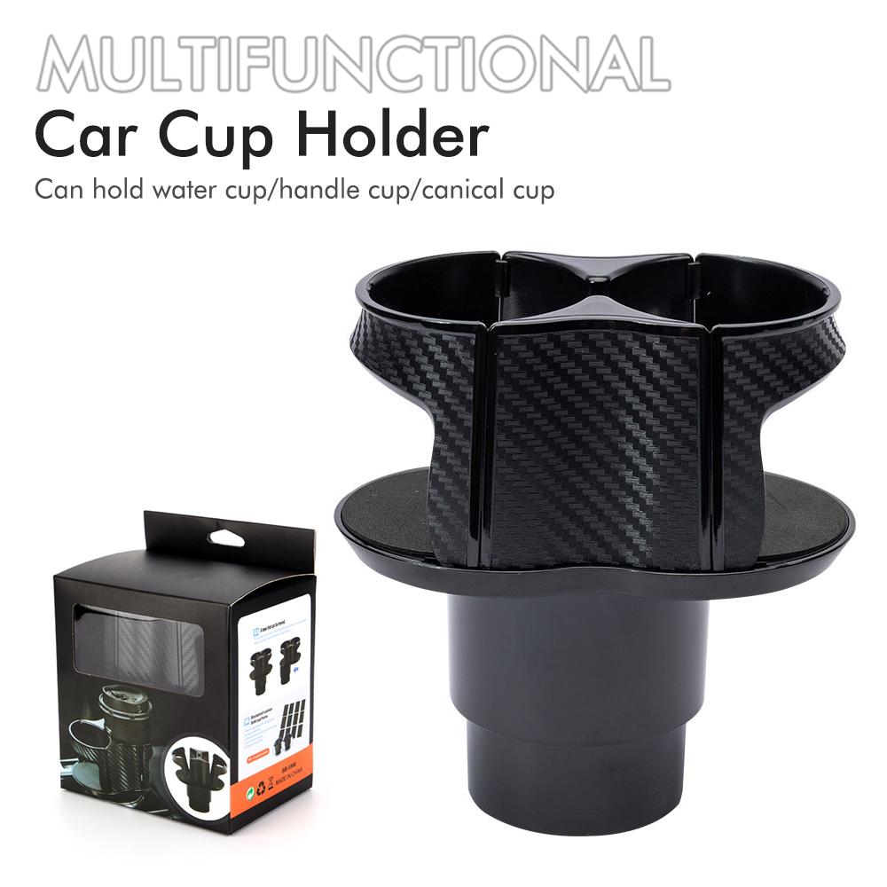 Multi-Functional 2-in-1 Car Cup Holder with Drink Rack Swing-Open Access Design Shock-Absorbing Base Left/Right Adjustable