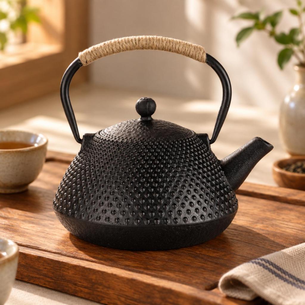 Enameled Cast-Iron Teapot Enamel Interior Textured Matte for