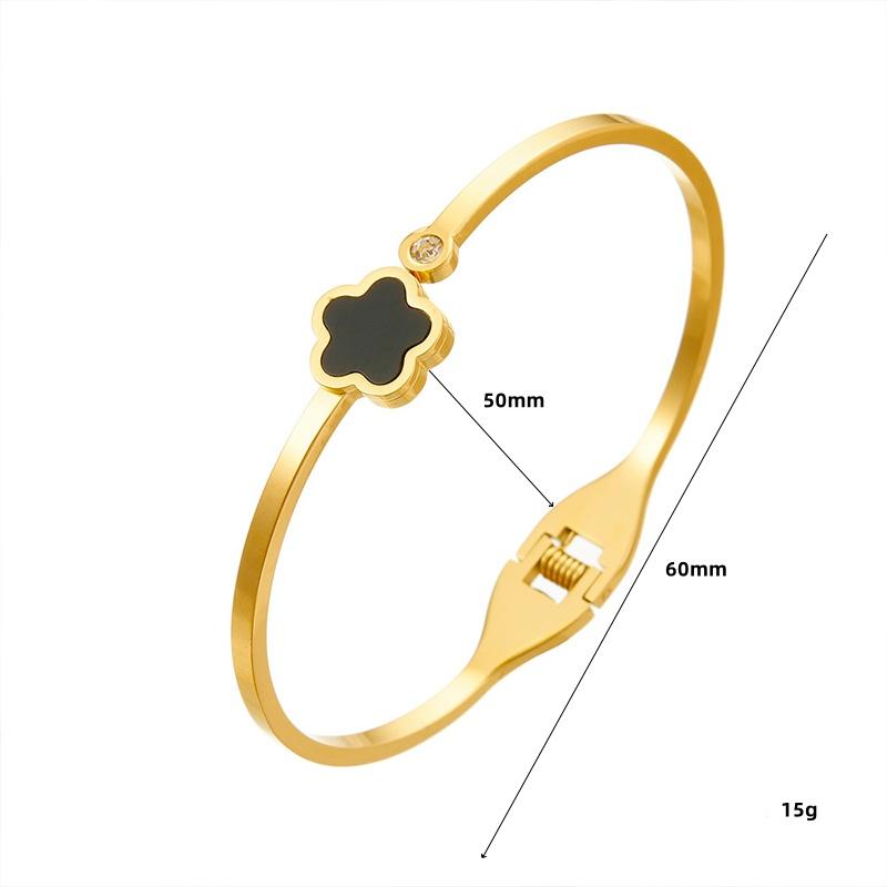 Gold Plated Stainless Steel Lucky Five Leaves Clover Bracelet for Women Adjustable Fashion Classic Jewelry Accessories Gifts