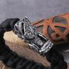 Never Fade Rock Viking Wolf Bracelet Men's Handmade Cord Can Open Wolf Mouth Punk Bracelets Biker Jewelry
