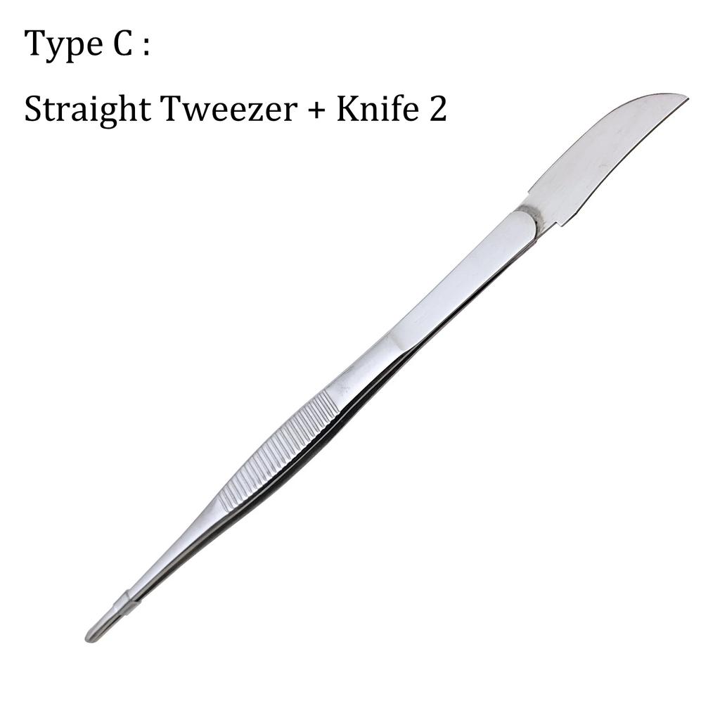 2-in-1  304 Stainless Steel Root Rake with Bonsai Tweezers with Ergonomical Handle Soil Farming Tool for Succulents Crafting