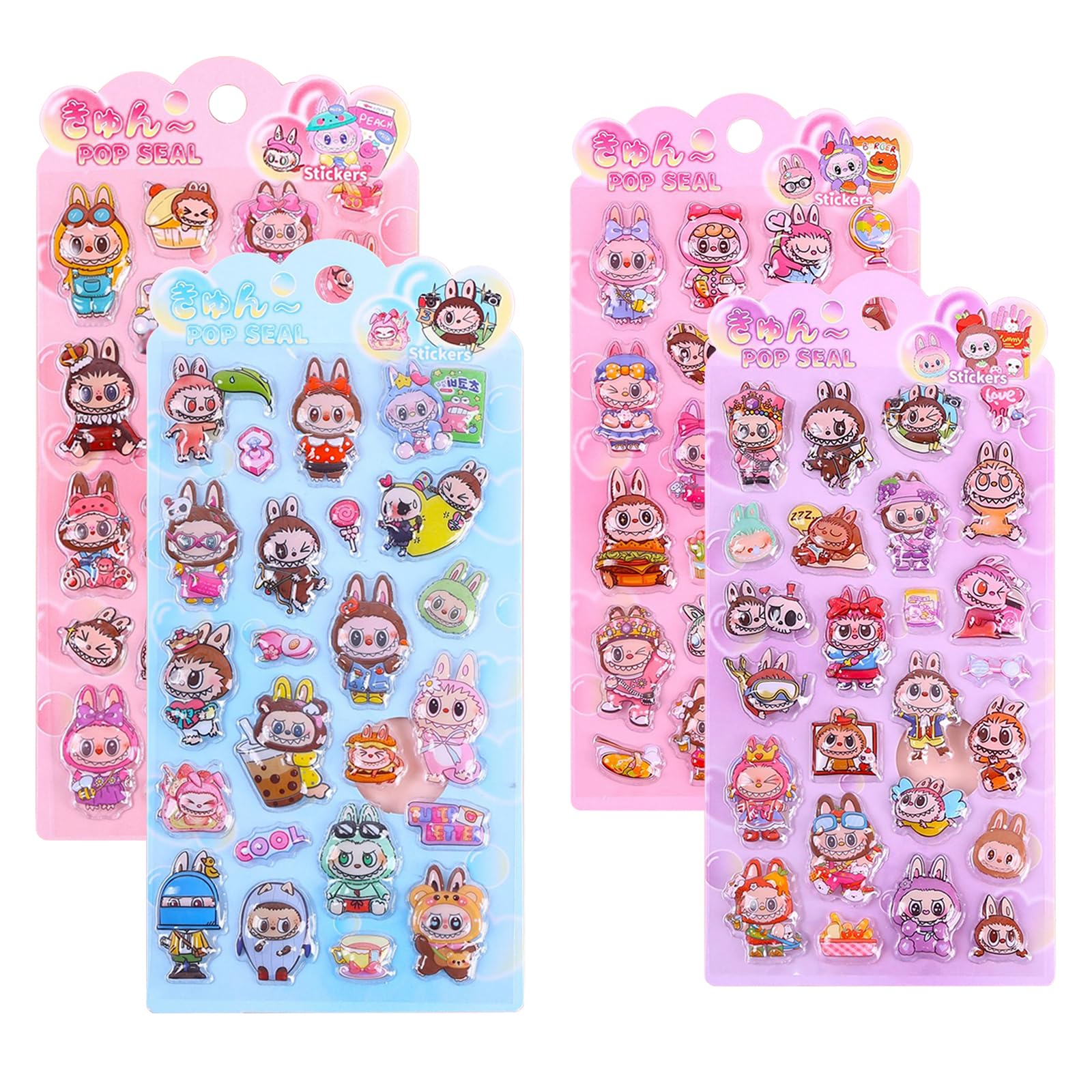 

Mayfoo 3D Embossed Puffy Stickers Character Epoxy Resin Cute Notebook Journal Envelope Decoration Removable for Kids Girls Boys
