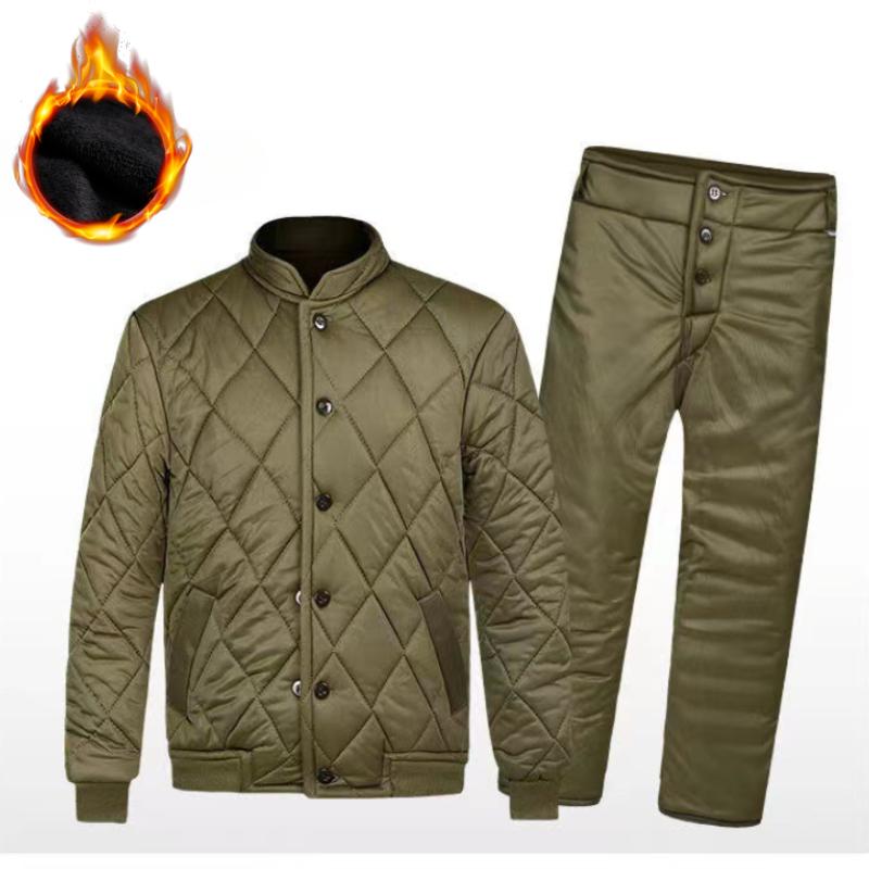 Dedicated for Cold Storage Parks with Pant Set Men Winter Warm Outwear Set Men Green Winter Jackets Coats Workwear