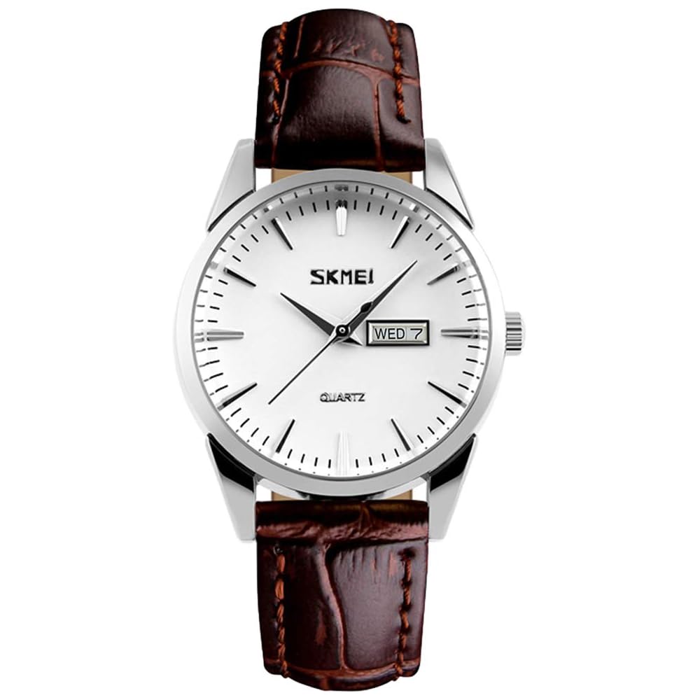 Fashionable Women s Analog Quartz Watch Brown Leather Strap Waterproof Casual Classic