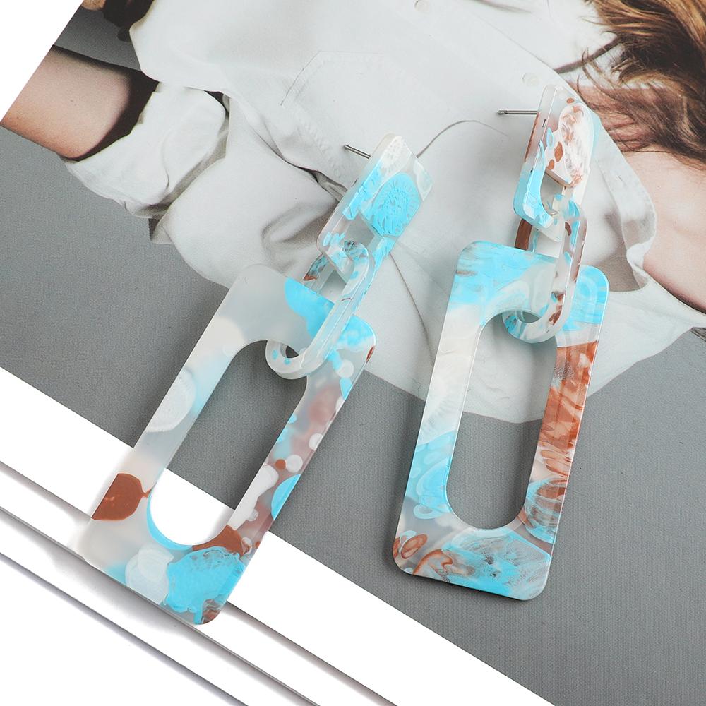 Rectangle Acrylic Hollow Statement Dangle Earrings for Women Girl Vintage Jewelry Ear Accessories