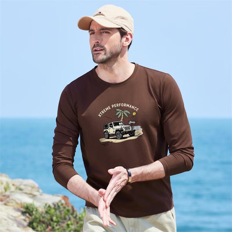 JEEP Men's Xinjiang Long-Staple Cotton Long-Sleeve T-Shirt