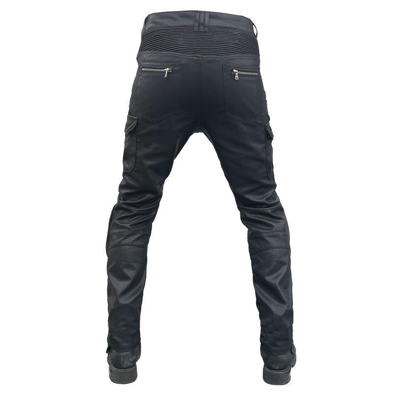 New product locomotive rider straight cycling pants anti-drop pants motorcycle waterproof windproof leather pants multi-bag overalls