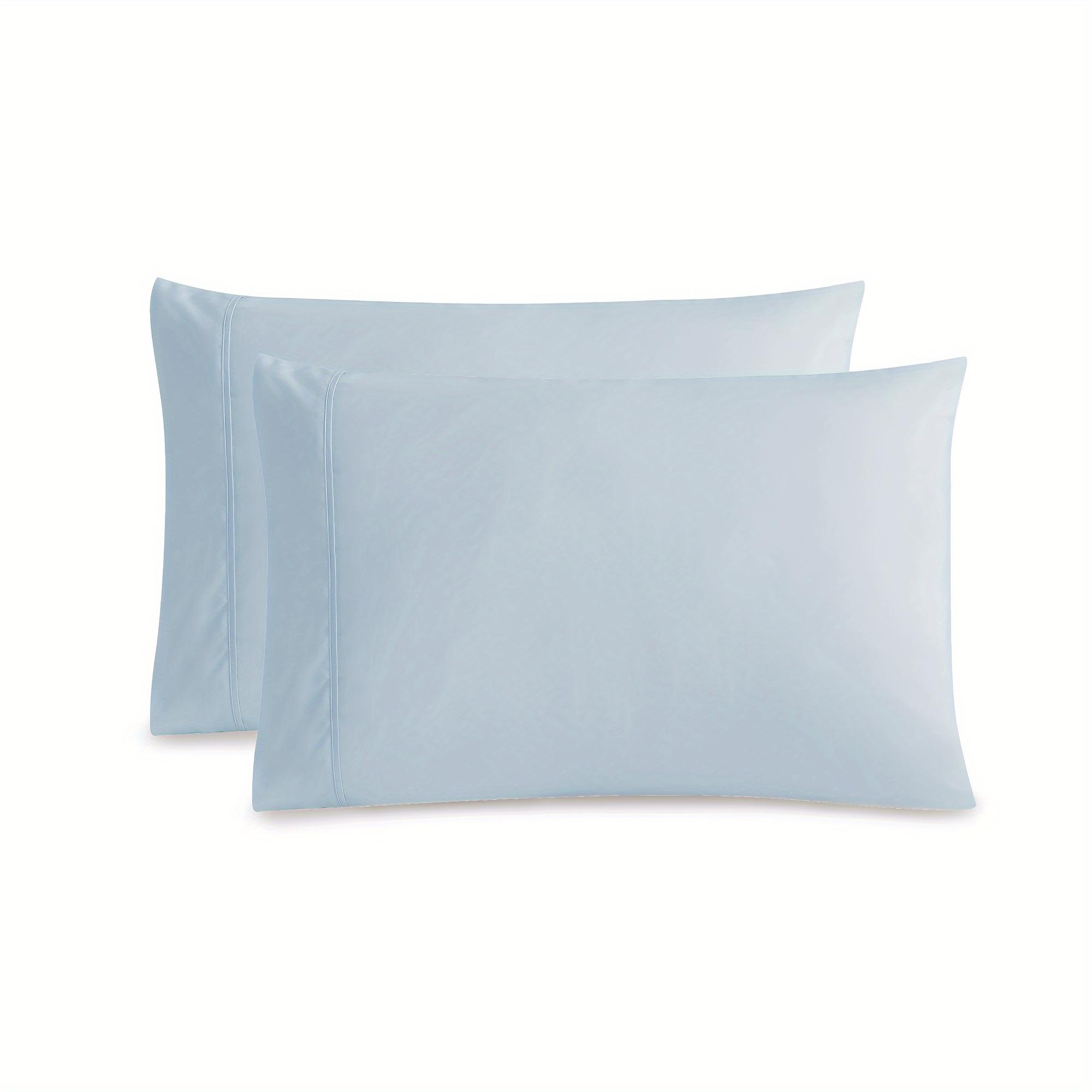 

2 Pcs American Style Satin Pillowcases Solid Color Standard 20x26inch Pillow Covers for Home Bedding 51×66cm