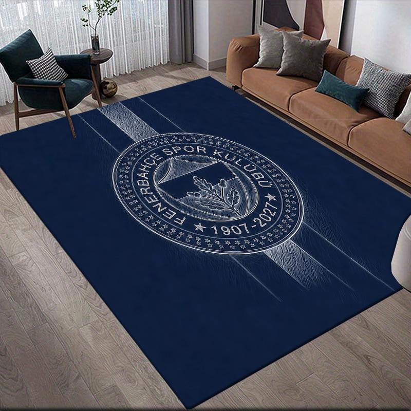 Fenerbahçe Flannel Pattern Square Carpet,Area Rug,Carpet Rug for Living Room Bedroom Sofa Playroom Decor,Non-slip Floor Mat