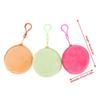1Pcs Kawaii ID Card Bag Round Coin Purse Pure Color Keychain Coin Bag Plush Thin Short Cute Wallet for Women