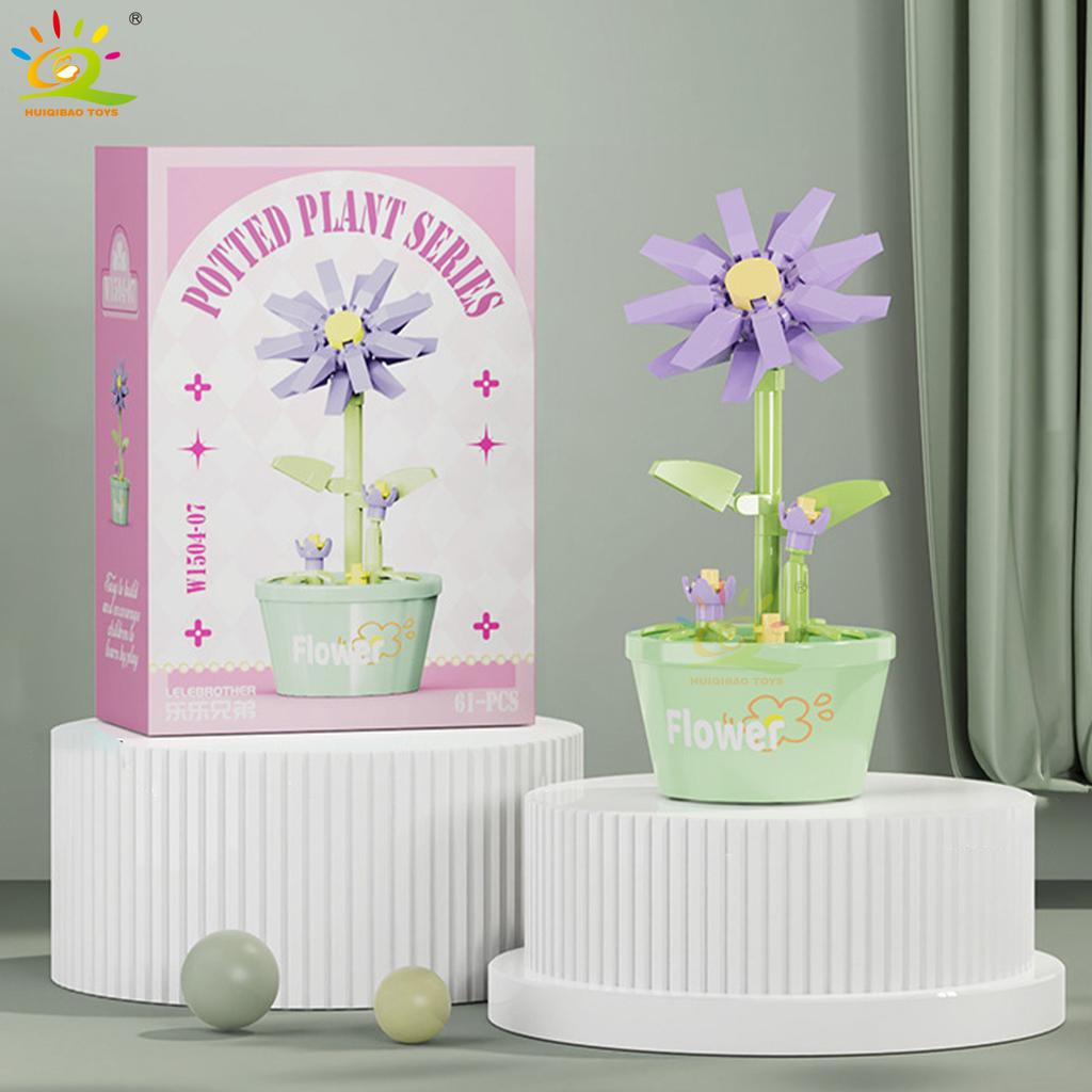 MOC Blume Sukkulente Topfpflanze Modellbaustein DIY Ewiger Strauß Zuhause Schreibtisch Pflanzen Dekoration Ziegel Mädchen Geschenk Kinderspielzeug