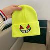 Cartoon Funny Woolen Hat for Women In Autumn and Winter Little Devil Baotou Knitted Hat Student Personalized Warm Embroidered Pullover Hat