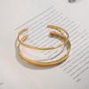  Waterproof Stainless Steel Simple Stacking Cuff Bracelet 18K Gold Plated Trend Fashion Unisex Jewelry Men Women