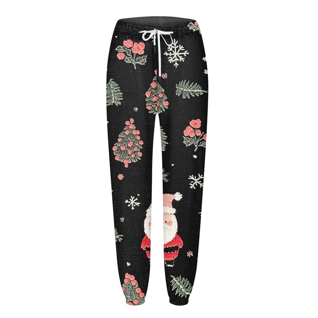 Women's Casual Fashion Christmas Printed Casual Pants Sweatpants Long Pants Drawstring Elastic Waist Cuff Pants
