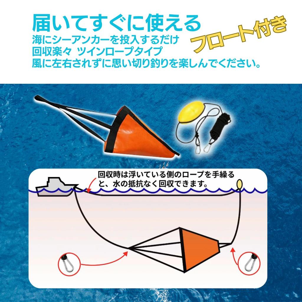 Ancre Parachute Ancre de Mer Set Pêche en Mer 5 Tailles au Choix XS à XL Pêche en Kayak SUP Bateau d'Aviron Pêche (M)