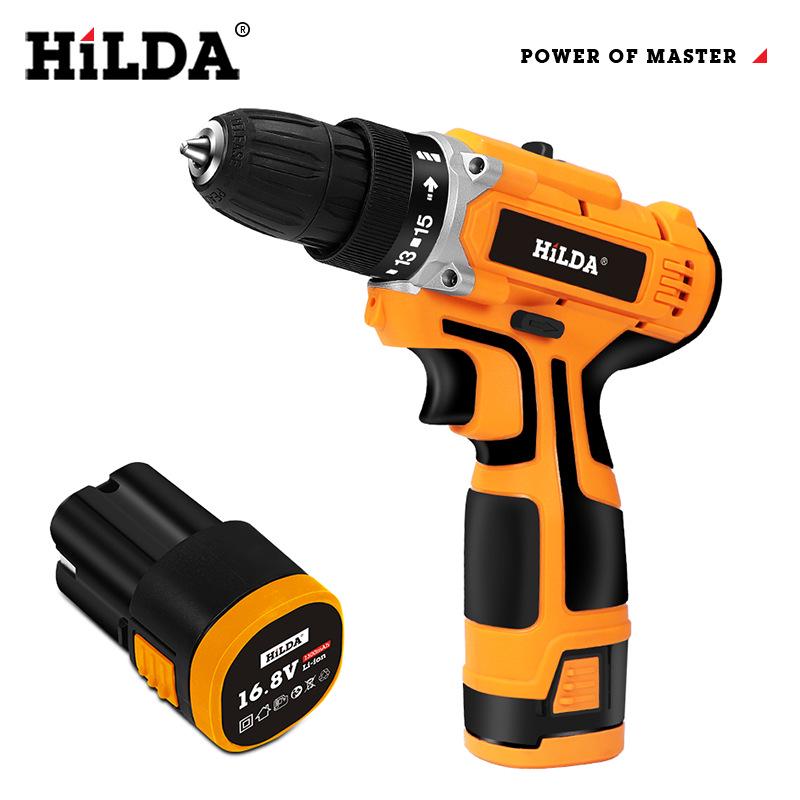 HiLDA Electric Impact Drill: Rechargeable Lithium Battery, 12V/16.8V/21V