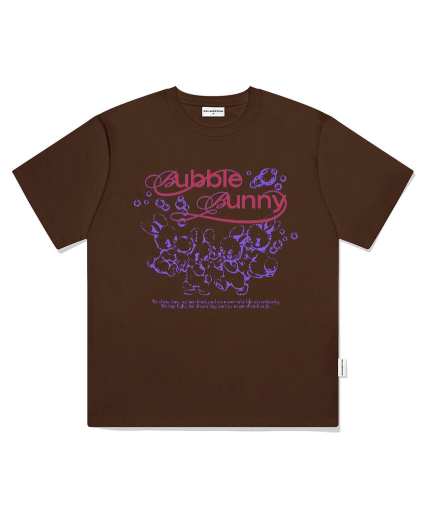ESCAPEFROM Bubble Bunny Print Oversized Short Sleeve T-Shirt Brown