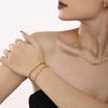 1 Piece Stainless Steel Small Flower Handmade Chain Oil Drip Colorful Heavy Work Necklace Bracelet Ladies Zircon Accessories
