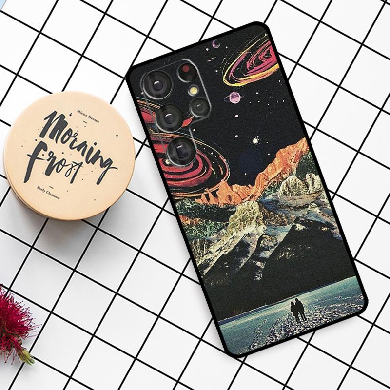 Moon Stars Space Case For Samsung Galaxy S25 Ultra S23 S22 S21 S20 S24 Ultra S9 S10 Plus S25 FE Phone Cover
