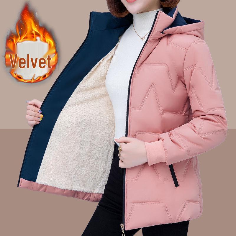 Jachetă de iarnă pentru femei din bumbac cu căptușeală din fleece 2024: Cald, Îngroșat, Stil Scurt pentru Anul Nou Vietnam
