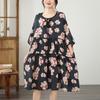 DIMANAF New 2026 Women Plus Size Summer Beach Print Long Dress Sundress Loose Oversize Maxi Lady Floral Cotton Dress