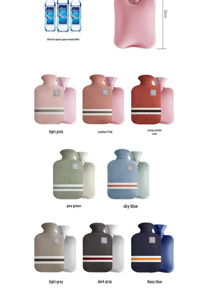 Transparent PVC Hot Water Bottle, Portable Stomach Warmer, Large Size, Plush Fabric, Cute Design, Ideal for Students.