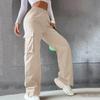 Army Green Cargo Pants For Women'S High Waiste Wide Leg Trousers Big Pocket Workout Streetwear Casual Jogging Outfits Joggers