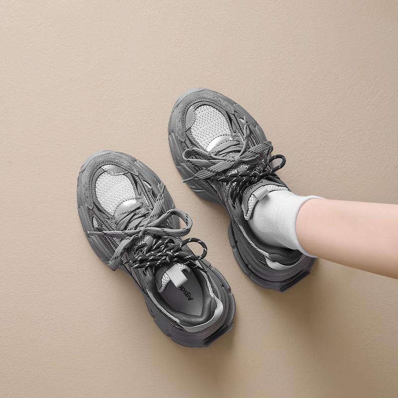 Szare buty typu dad shoes nowe sneakersy na platformie latem