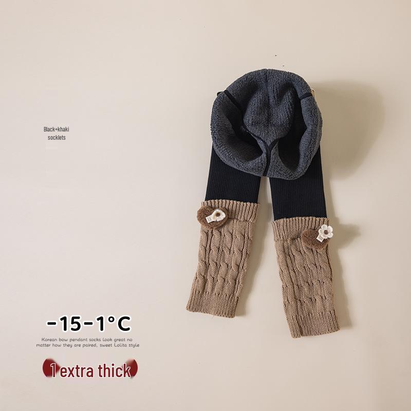 

Girls 2025 Autumn Leggings with Love Hearts & Flowers - Combed Cotton Nine-Point Pants M for 90-105cm Height