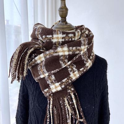 Karierter Schal Herbst Winter Damen Schal aus Kaschmirimitat