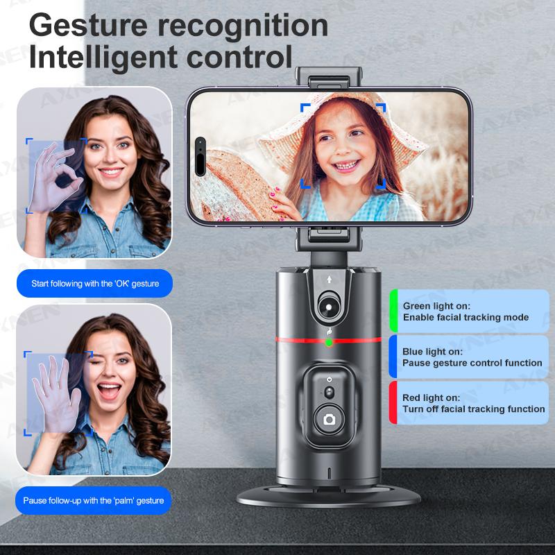 Für P02 360 Rotation Gimbal Stabilisator, Follow-up Selfie Desktop Face Tracking Gimbal für Tiktok Smartphone Live, mit Fernauslöser