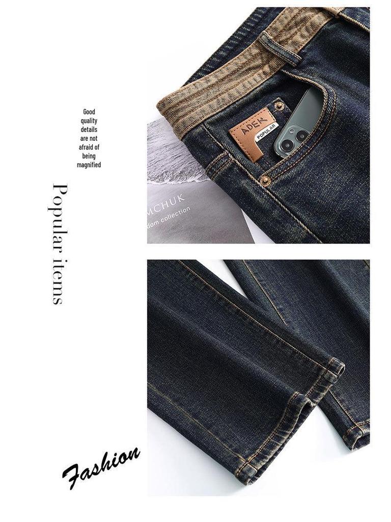 Women's Spring 2026 Retro Blue High-Waisted Wide-Leg Jeans - Fashionable Casual Style