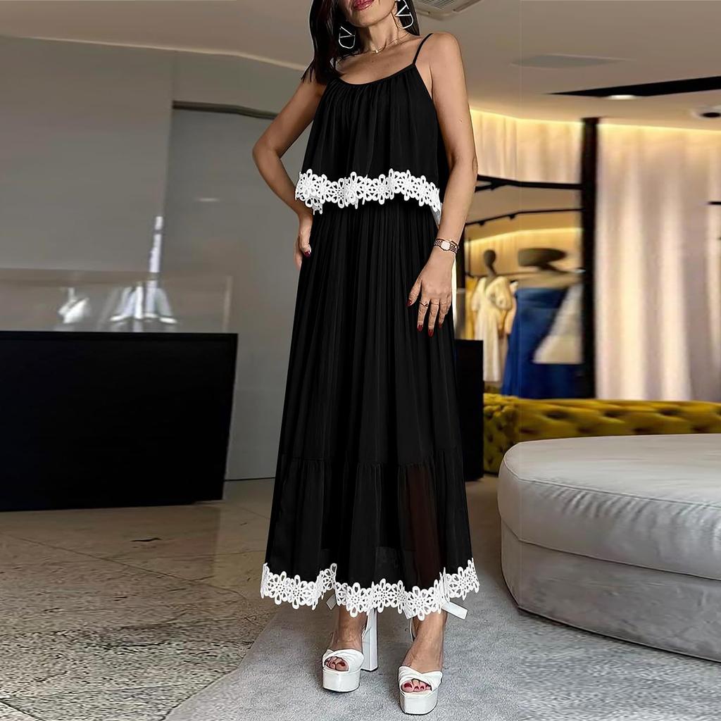 Summer Fashion Short Sleeve Spilice Detailing O Neckline Dress For Women